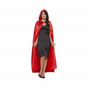 Červený plášť s kapucňou saténový ALBI
