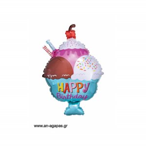 Balónik fóliový Happy Birthday zmrzlinový pohár ALBI