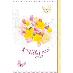 Veľkonočné prianie - Jarné kvety s krížom ALBI