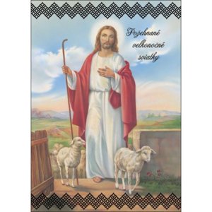 Veľkonočná pohľadnica - Ježiš s palicou a barančekmi ALBI