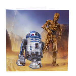 Pohľadnica vykladanie z diamantov R2-D2 a C-3PO