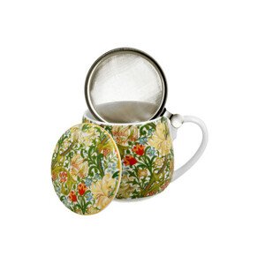 Porcelánový sudový hrnček so sitkom a krytom William Morris - Golden Lilly 430 ml