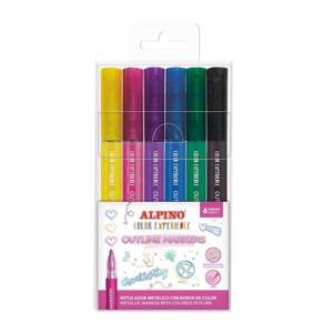 Alpino Obrysové fixky s farebným okrajom Color Experience 6 ks