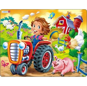Puzzle Deti na farme s traktorom Larsen BM7-ZZ