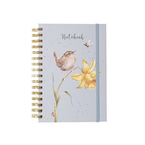 Zápisník s hrebeňovou väzbou A5 "The Birds and The Bees" Wrendale Designs – vtáčik na kvetine