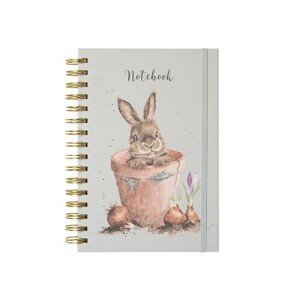 Zápisník s hrebeňovou väzbou A5 "The Flower Pot" Wrendale Designs – králik v kvetináči