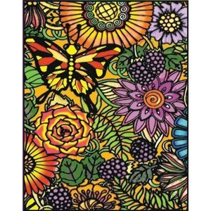 Colorvelvet zamatový obrázok Motýľ s kvetmi veľký