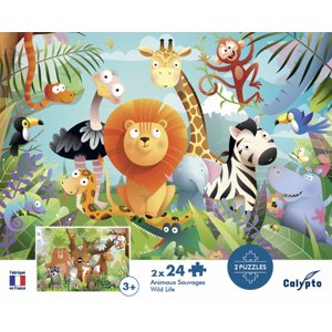 Puzzle Zvieratká z lesa/savany 2x24