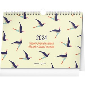 Týždenný plánovací kalendár Vtáčiky s háčikom 2024, 30 × 21 cm