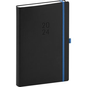 Denný diár Nox 2024, čierny–modrý, 15 × 21 cm