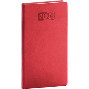 Vreckový diár Aprint 2024, červený, 9 × 15,5 cm