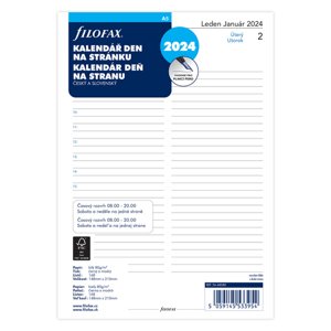 Kalendár Filofax A5 deň/1 strana ČJ+SJ 2024, linajkový