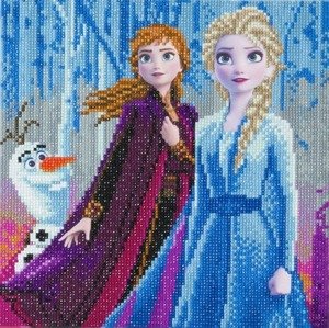 Obraz vykladanie z diamantov Elsa, Anna a Olaf (30x30 cm)