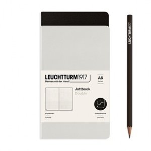 Zošit LEUCHTTURM1917 Jottbook Double, Light Grey & Black, Flexcover, 80 g/m2 papier, 59 p., bodkovaný