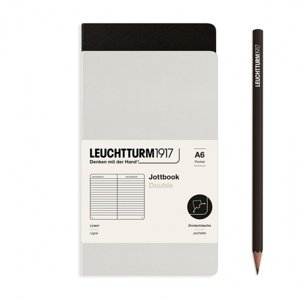 Zošit LEUCHTTURM1917 Jottbook Double, Light Grey & Black, Flexcover, 80 g/m2 papier, 59 p., riadkovaný