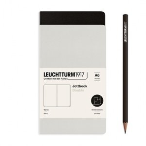 Zošit LEUCHTTURM1917 Jottbook Double, Light Grey & Black, Flexcover, 80 g/m2 papier, 59 p., čistý