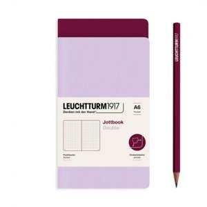 Zošit LEUCHTTURM1917 Jottbook Double, Lilac & Port Red, Flexcover, 80 g/m2 papier, 59 p., bodkovaný