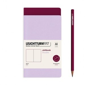 Zošit LEUCHTTURM1917 Jottbook Double, Lilac & Port Red, Flexcover, 80 g/m2 papier, 59 p., čistý