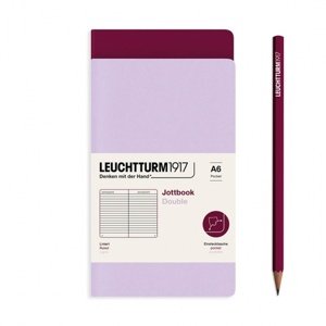 Zošit LEUCHTTURM1917 Jottbook Double, Lilac & Port Red, Flexcover, 80 g/m2 papier, 59 p., riadkovaný