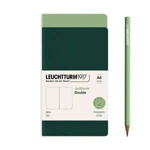 Zošit LEUCHTTURM1917 Jottbook Double, Sage & Forest Green, Flexcover, 80 g/m2 papier, 59 p., čistý