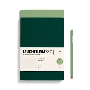 Zošit LEUCHTTURM1917 Jottbook Double, Sage & Forest Green, Flexcover, 80 g/m2 papier, 59 p., bodkovaný