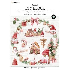 DIY Kreatívny blok s papierovými výsekmi Studio Light, A4, 32 hárkov - Perníkové Vianoce