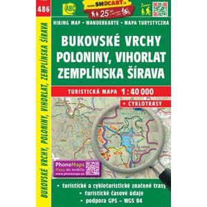 Bukovské vrchy, Poloniny, Vihorlat, Zemplínska Šírava - TM č.486, 1: 40 000 SC + cyklotrasy