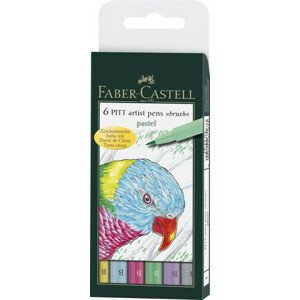 Popisovač Faber-Castell Pitt Artist Pen Brush pastelové farby 6 ks