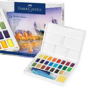 Akvarelové farby Faber-Castell s paletkou 24 ks