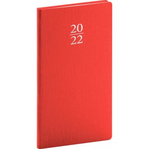 Vreckový diár Capys 2022, červený, 9 × 15,5 cm