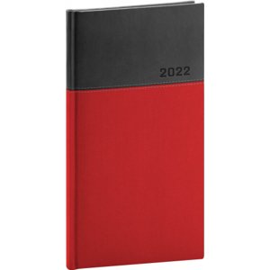 Vreckový diár Dado 2022, červeno–čierny, 9 × 15,5 cm