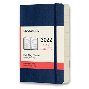 Diár MOLESKINE 2022 denný mäkký modrý S