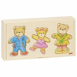 Kombinačné drevené puzzle Obleč medvedíkov!