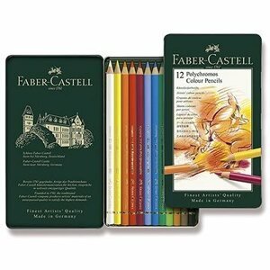 Pastelky Faber-Castell Polychromos plechová krabička 12 ks