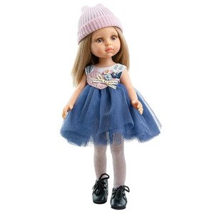 Oblečenie pre Bábiku - Šaty s modrou tylovou sukničkou,pančuškami a čiapočkou 32 cm