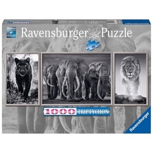 Puzzle Panter, slon a lev 1000 panorama Ravensburger