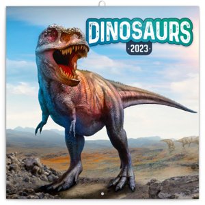 Poznámkový kalendár Dinosauri 2023, 30 × 30 cm