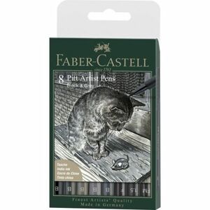 Umelecké Popisovače Faber-Castell Pitt Artist Pen Brush Grey & Black 8 ks