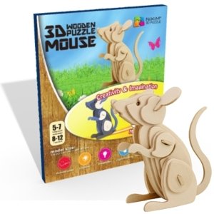 Drevené 3D Puzzle Myš