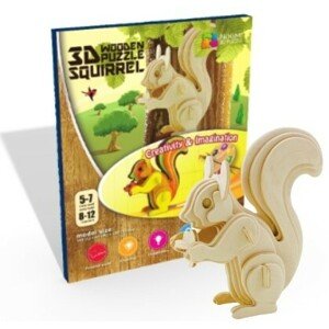 Drevené 3D Puzzle Veverička