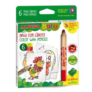 Alpino Farebné detské ceruzky s omaľovánkami 6ks