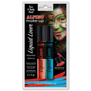 Alpino MakeUp farba na tvár Liquid Liner modrá a červená 2 ks/6 g