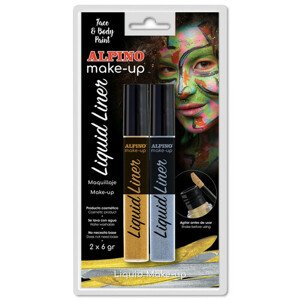 Alpino MakeUp farba na tvár Liquid Liner strieborná a zlatá 2 ks/6 g