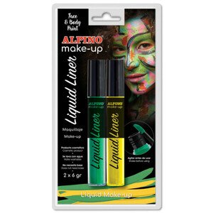 Alpino MakeUp farba na tvár Liquid Liner žltá a zelená 2 ks/6 g
