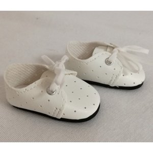 Topánočky biele s bodkami na šnurovanie pre 32 cm bábiky
