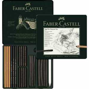 Sada uhlíkov Faber-Castell Pitt Monochrome plechová krabička 24 ks