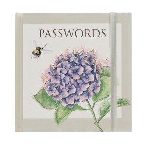 Zápisník na heslá "Busy Bee" Wrendale Designs - hortenzia so včielkou