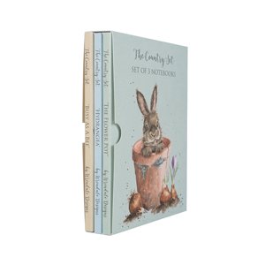 Sada zápisníkov "The Country Set" Wrendale Designs, 3 ks – králik, ježko, hortenzie