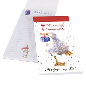 Vianočný nákupný zoznam s magnetom "Christmas Duck" Wrendale Designs – kačka s darčekom