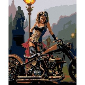 Maľovanie podľa čísel Dievča s motorkou 40x50cm Zuty
